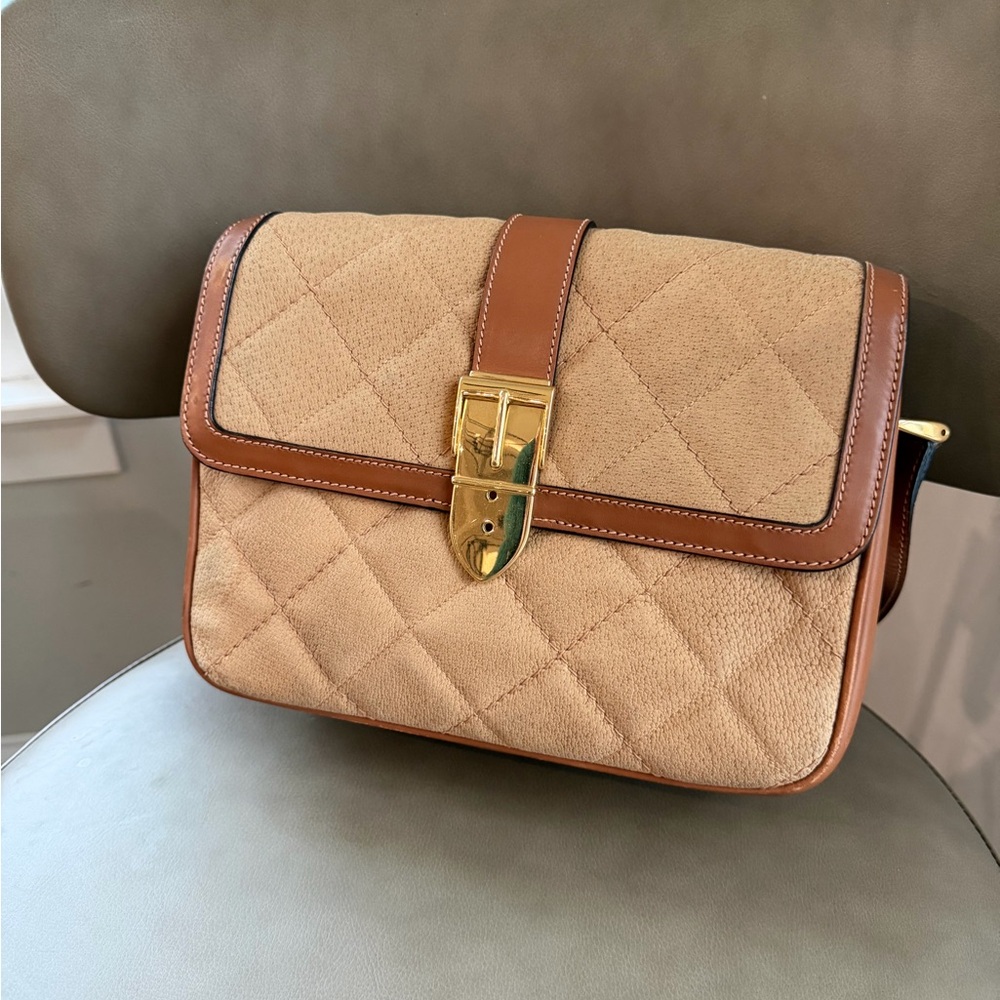 Gucci Vintage Quilted Crossbody with Gold Buckle Hardware